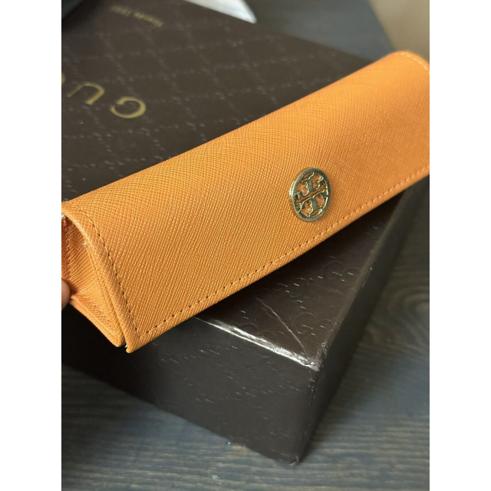 TORY BURCH ORANGE SMALL AUTHENTIC EYEGLASSES CASE